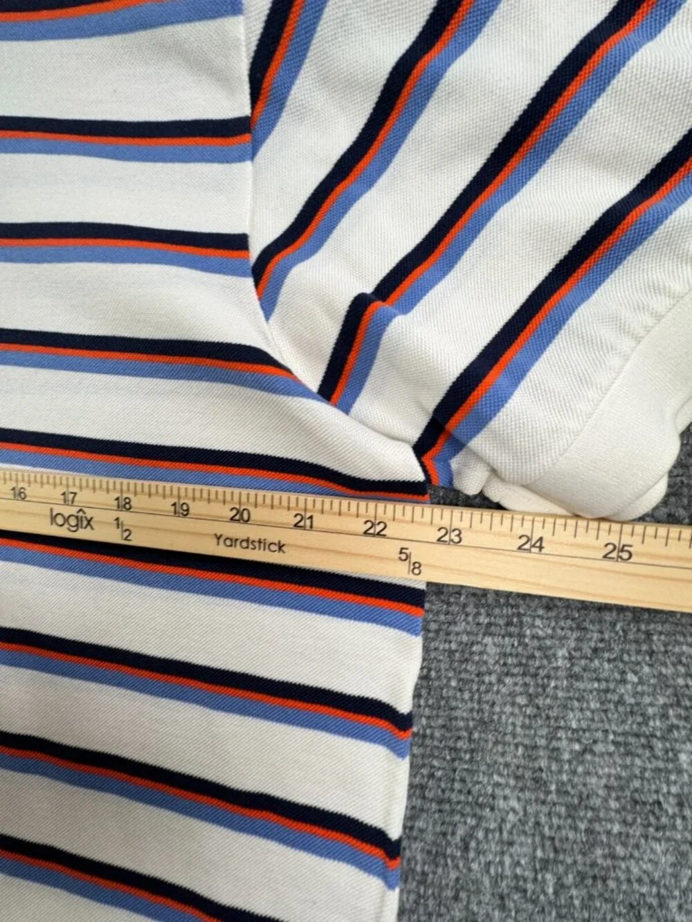 Polo Ralph Lauren Men’s Short Sleeve Polo Shirt Striped White Orange Large Pima